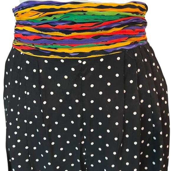 Vintage 80s Set Medium Blazer Pant Set Polka Dot Medium Rainbow Jacket Boho USA - Picture 3 of 16